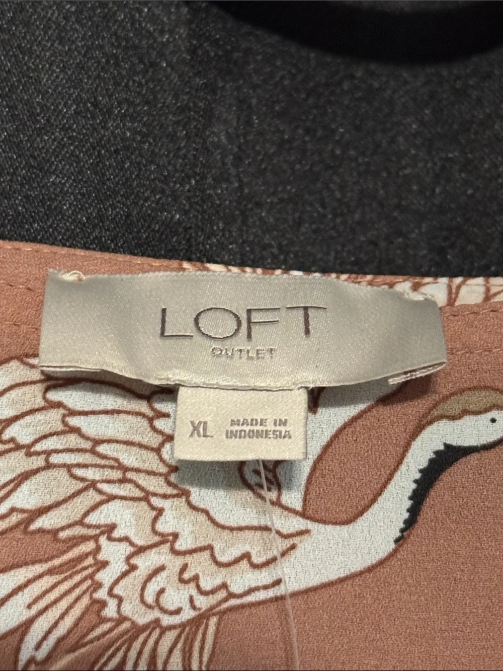 NWT XL Loft Oriental Crane Print - Dusty Rose / Blush Modern Tunic Blouse - Picture 5 of 6